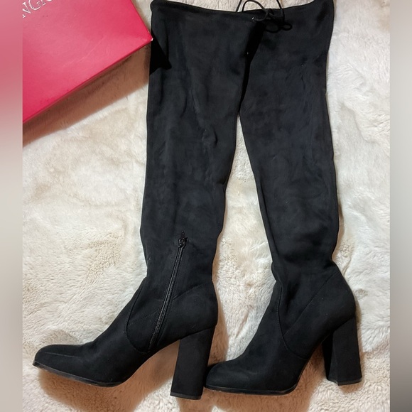 Enzo Angiolini Microsuede black block heel boots - Picture 3 of 9